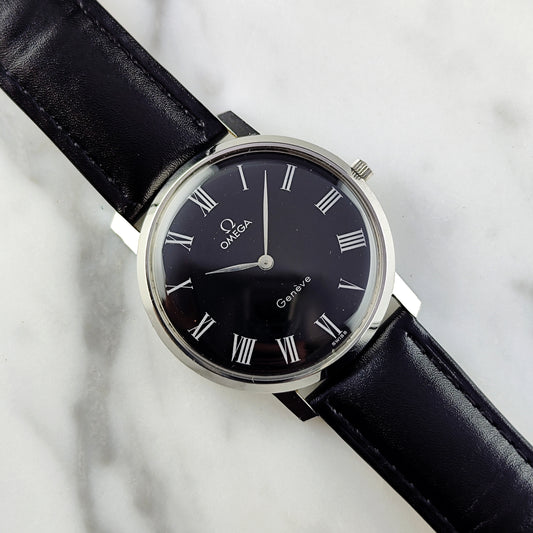 OMEGA Genéve Super Rare Black Roman Dial 1973 [REF. 111.0108]
