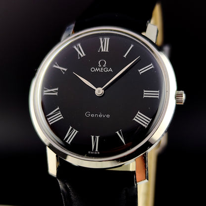 OMEGA Genéve Super Rare Black Roman Dial 1973 [REF. 111.0108]