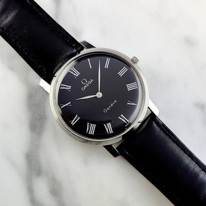 OMEGA Genéve Super Rare Black Roman Dial 1973 [REF. 111.0108]