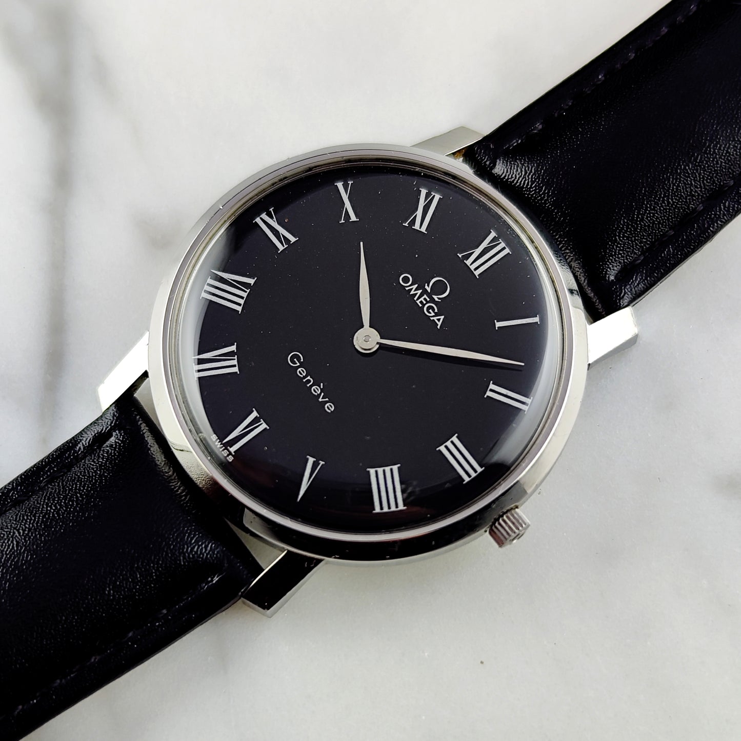 OMEGA Genéve Super Rare Black Roman Dial 1973 [REF. 111.0108]