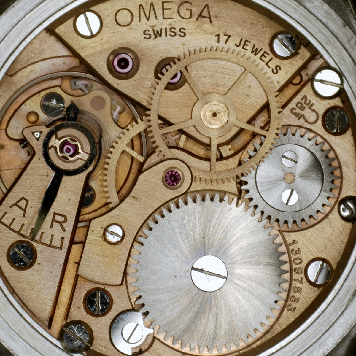 Omega Jumbo Waffle Dial Rare 1950 – Uhrwerk mit Gravur