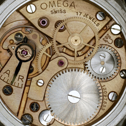 Omega Jumbo Waffle Dial Rare 1950 – Uhrwerk mit Gravur