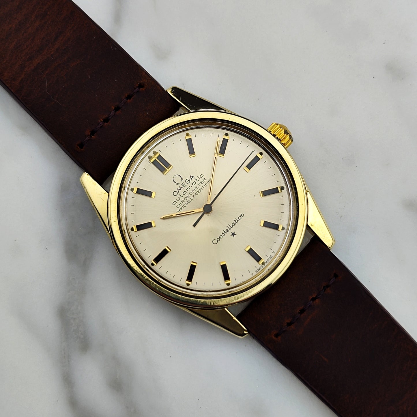 OMEGA Constellation Chronometer Gold 1966 Signed Omega Crystal [REF. 167.021]