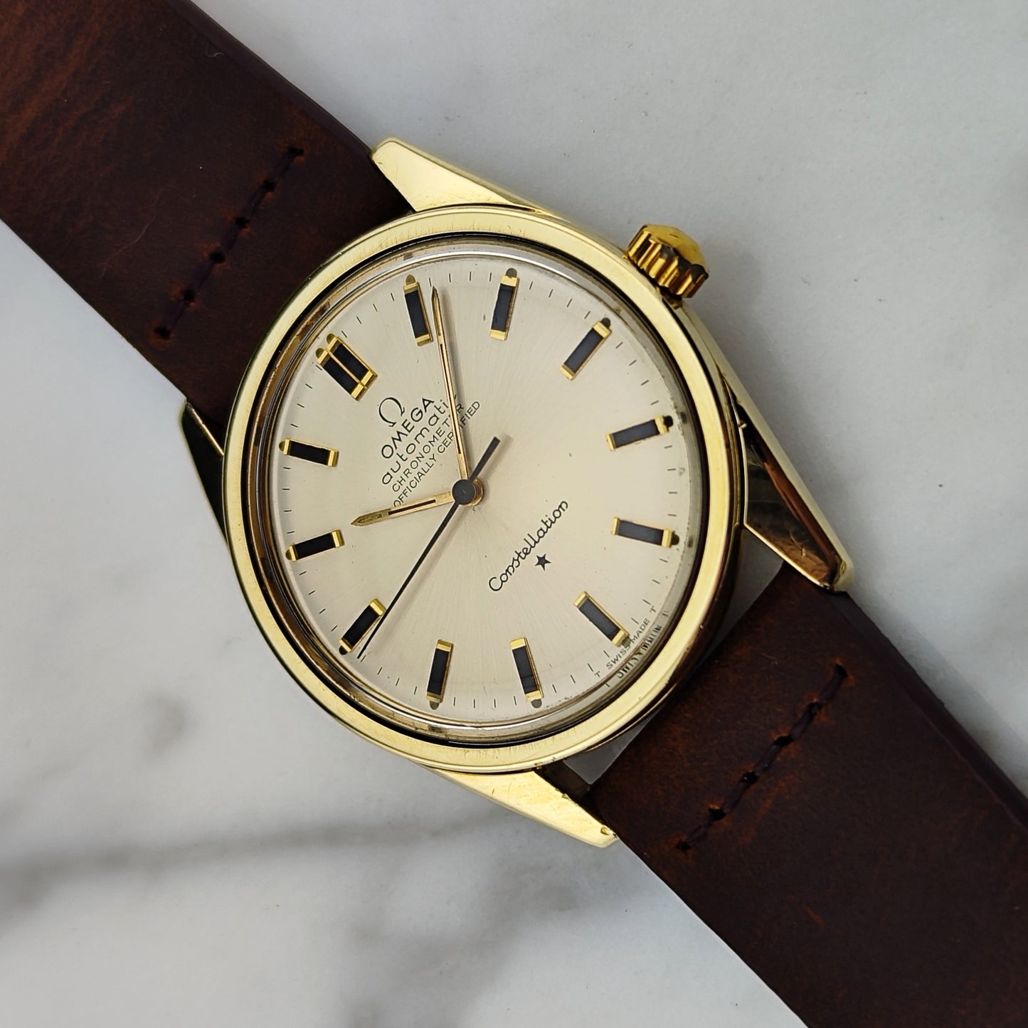 OMEGA Constellation Chronometer Gold 1966 Signed Omega Crystal [REF. 167.021]