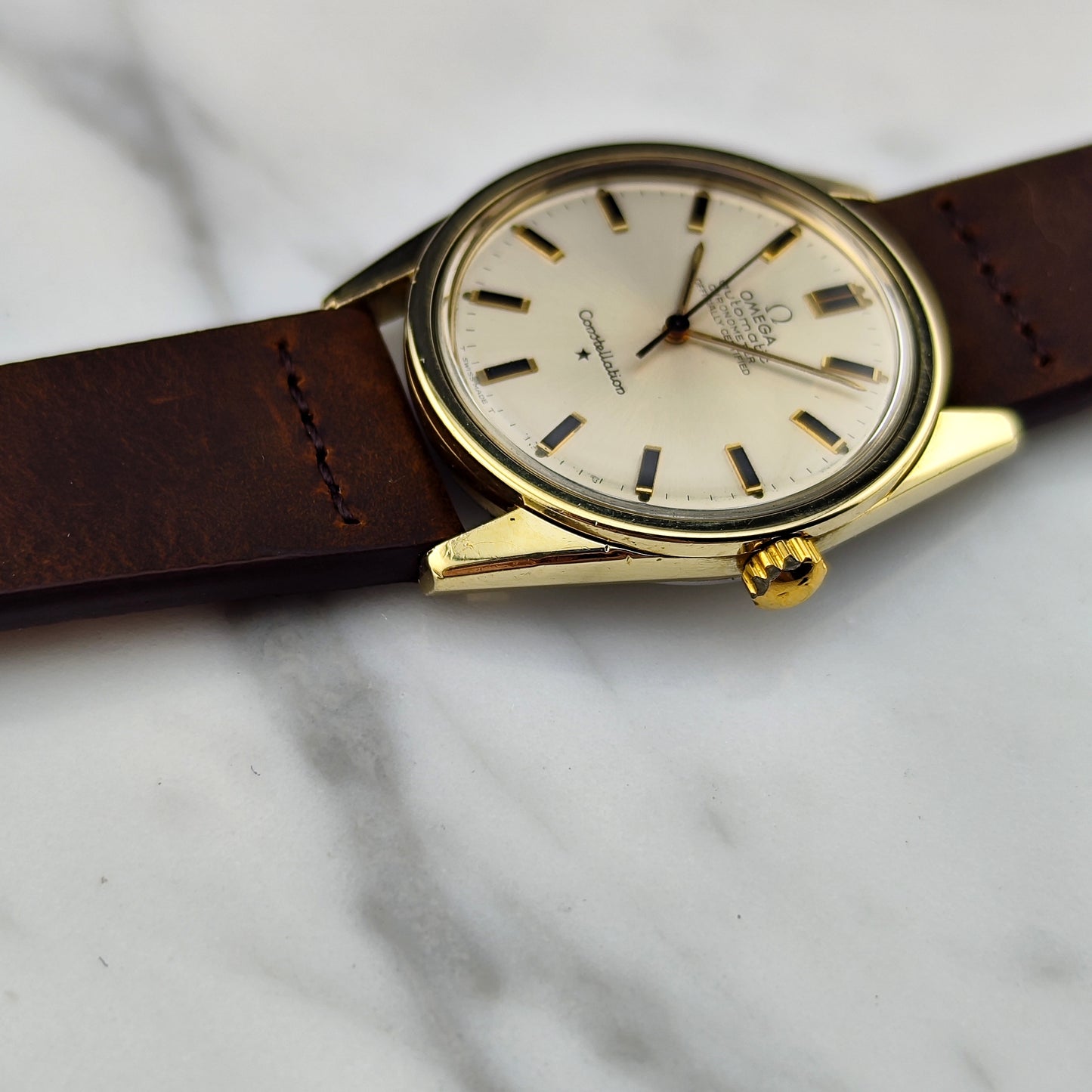 OMEGA Constellation Chronometer Gold 1966 Signed Omega Crystal [REF. 167.021]