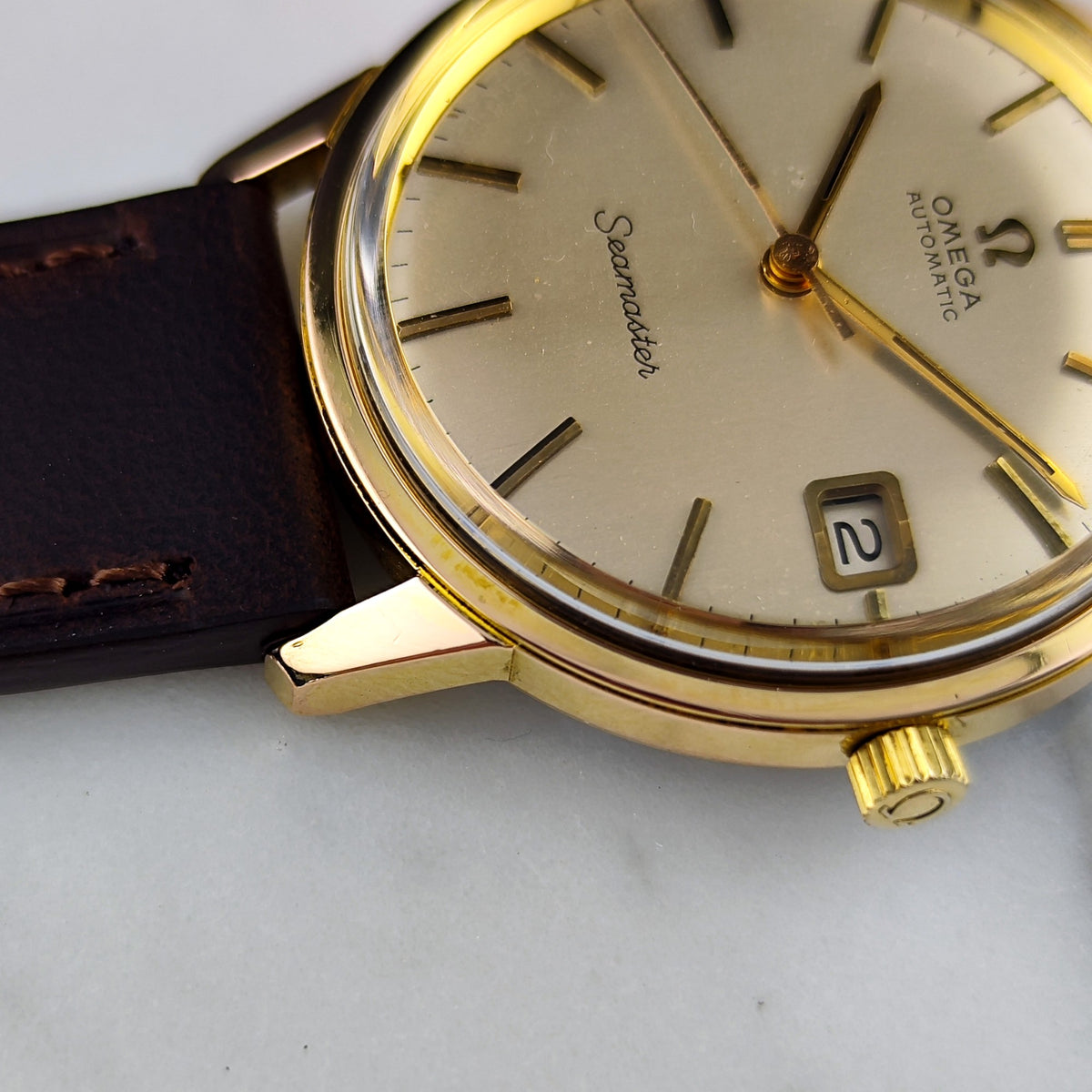 Omega Seamaster Automatic Gold Champagne White Dial 1966 Serviced 10/2026 – Bild 11