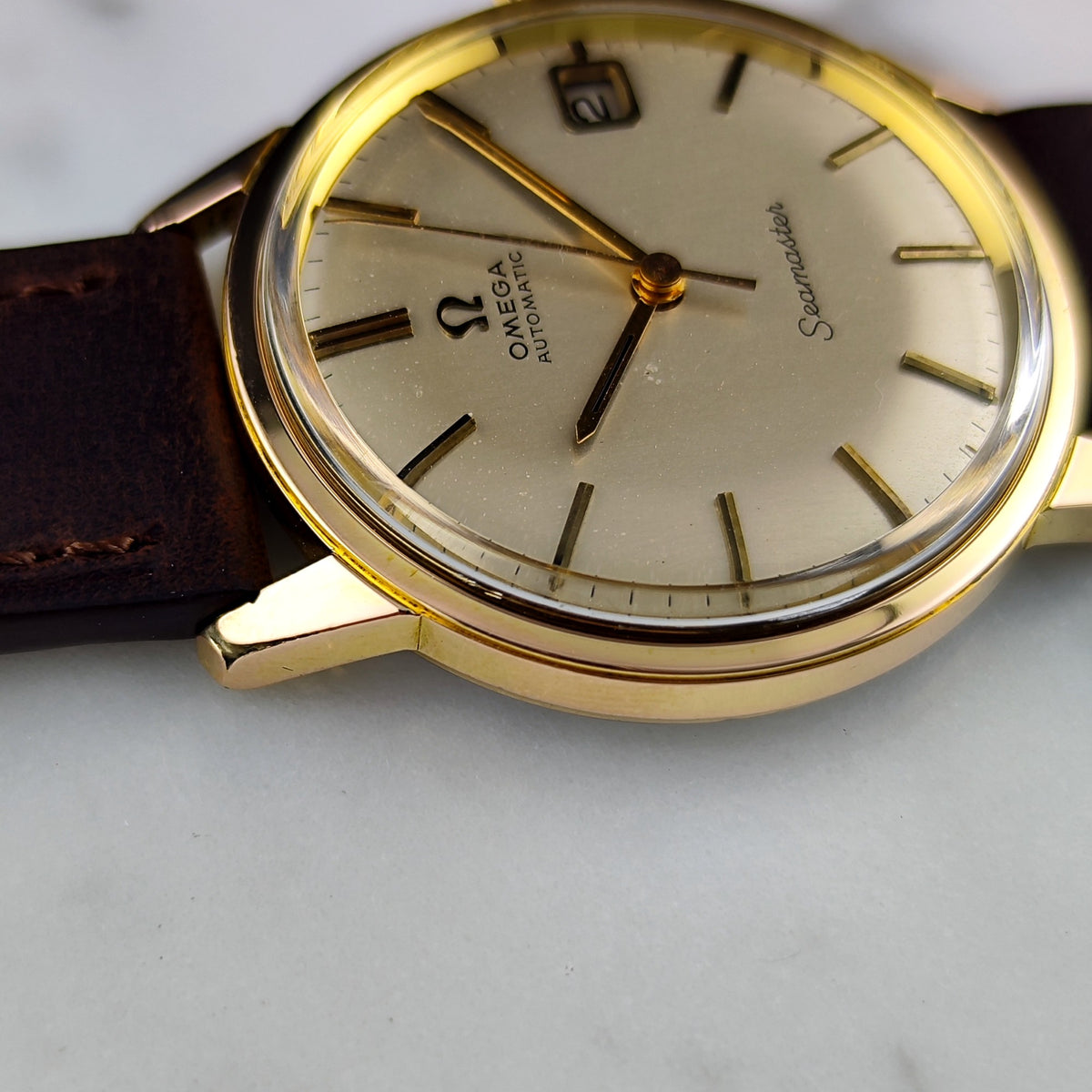 Omega Seamaster Automatic Gold Champagne White Dial 1966 Serviced 10/2026 – Bild 13
