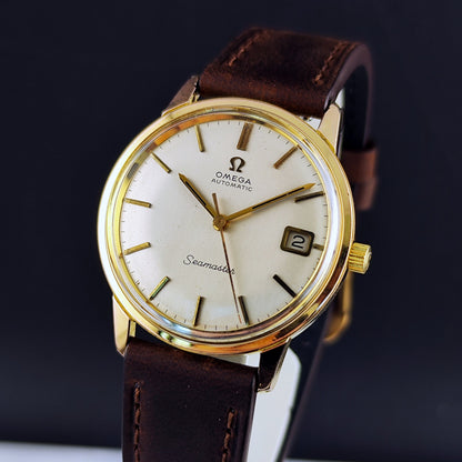 Omega Seamaster Automatic Gold Champagne White Dial 1966 Serviced 10/2026 – Bild 4
