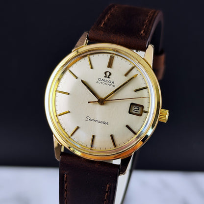 Omega Seamaster Automatic Gold Champagne White Dial 1966 Serviced 10/2026 – Bild 5