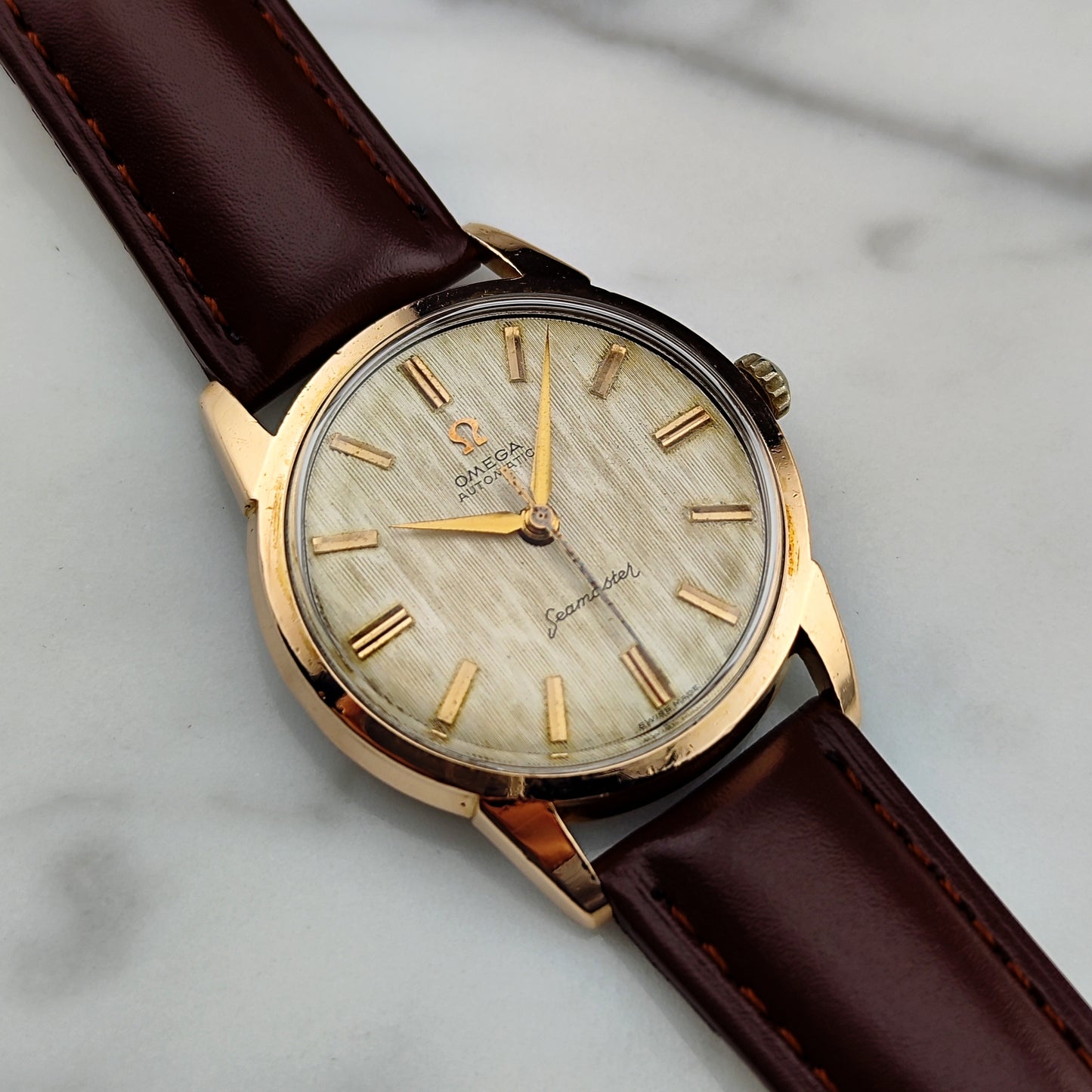 OMEGA Seamaster Automatic Gold Super Rare Line/Tapestry Dial 1960 [REF. 14704]