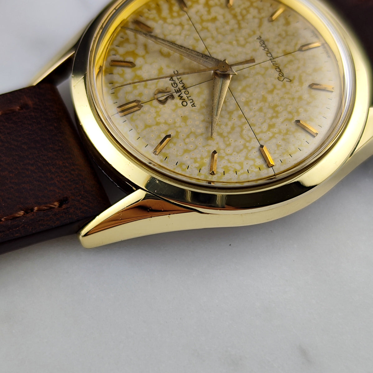 Omega Seamaster Automatic Gold Tropical Patina Dial Rare Patina 1956 Serviced 09/2026 – Bild 11