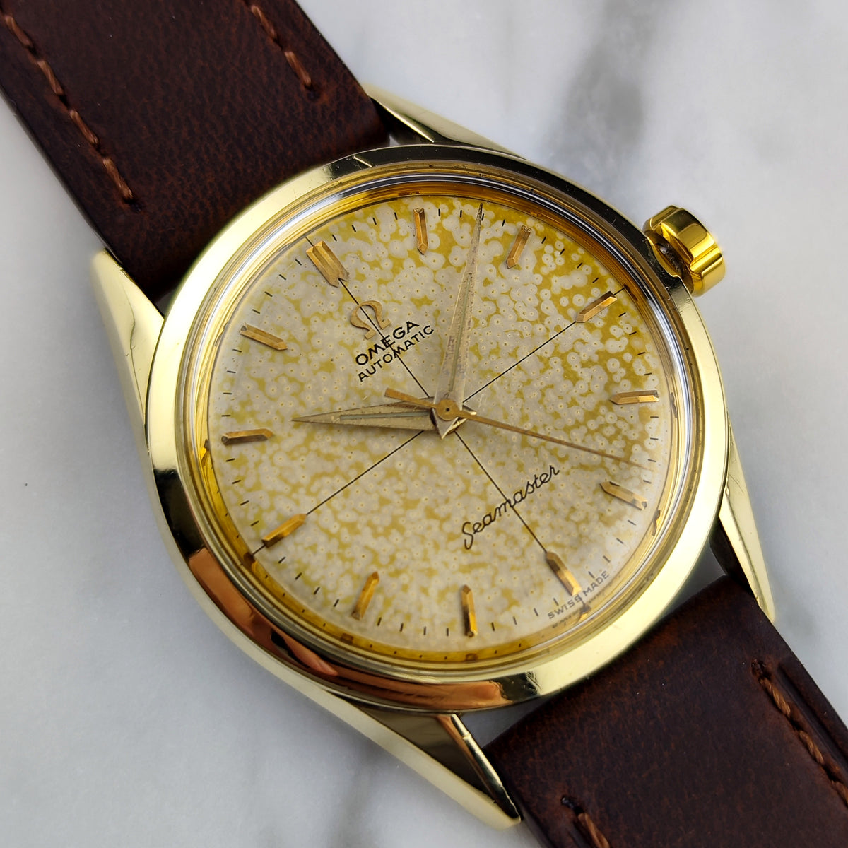 Omega Seamaster Automatic Gold Tropical Patina Dial Rare Patina 1956 Serviced 09/2026 – Bild 6