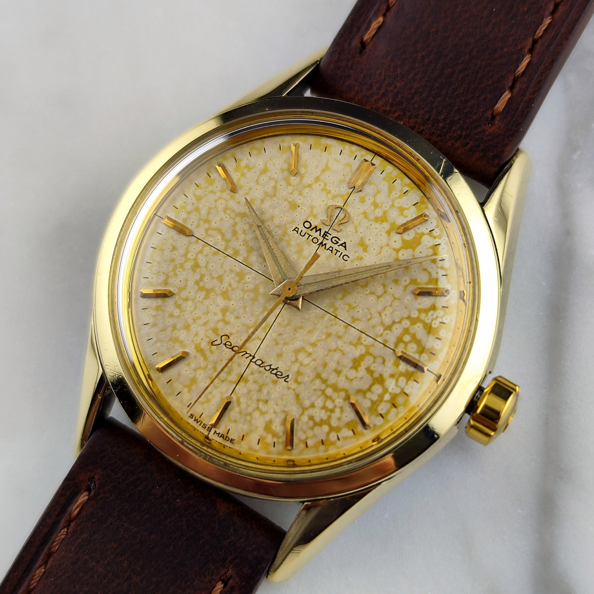 Omega Seamaster Automatic Gold Tropical Patina Dial Rare Patina 1956 Serviced 09/2026 – Bild 7