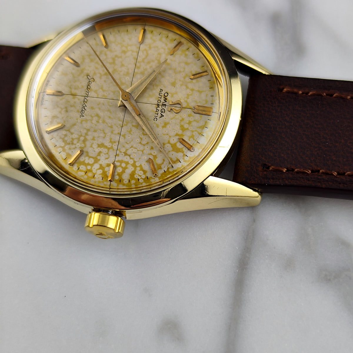 Omega Seamaster Automatic Gold Tropical Patina Dial Rare Patina 1956 Serviced 09/2026 – Bild 8