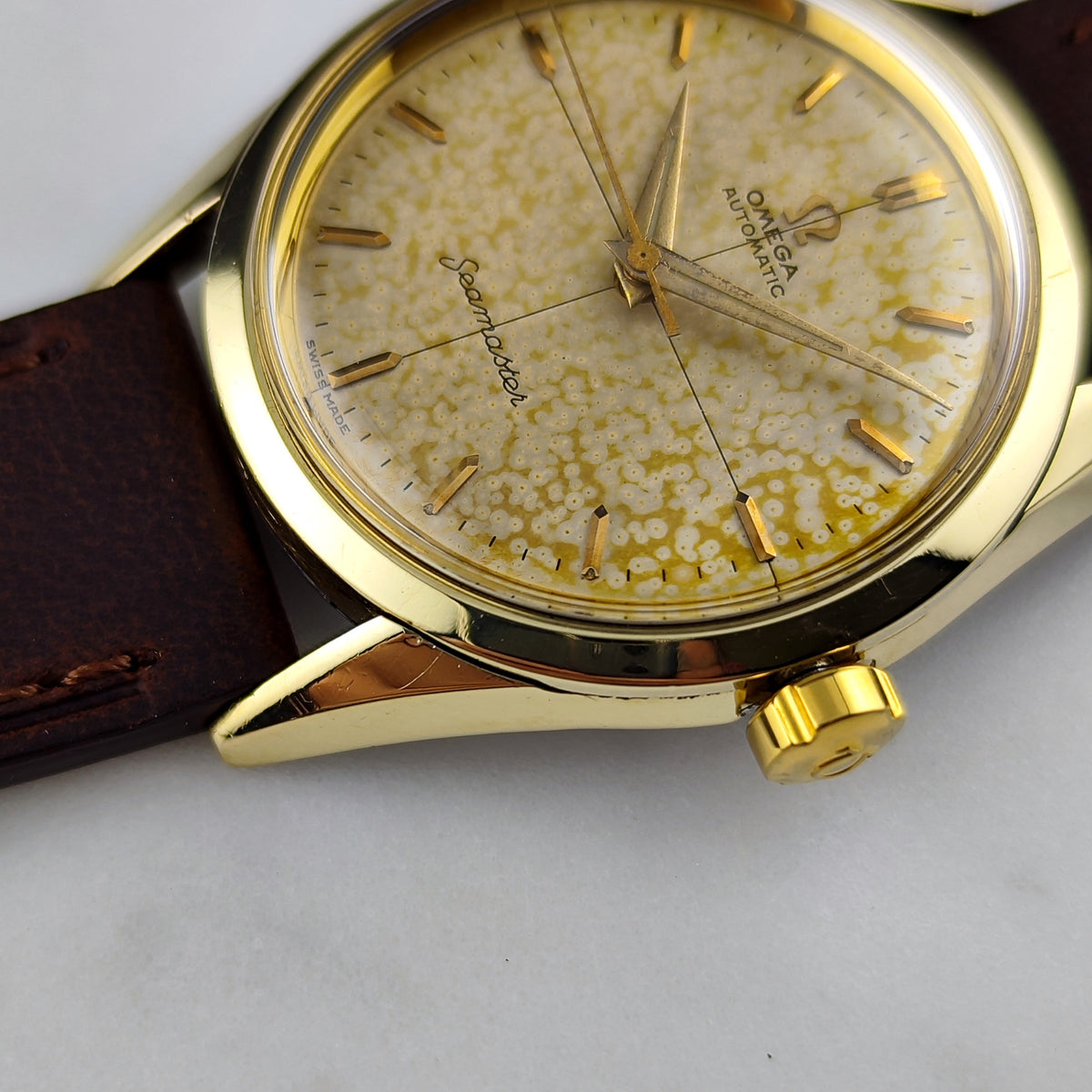 Omega Seamaster Automatic Gold Tropical Patina Dial Rare Patina 1956 Serviced 09/2026 – Bild 9