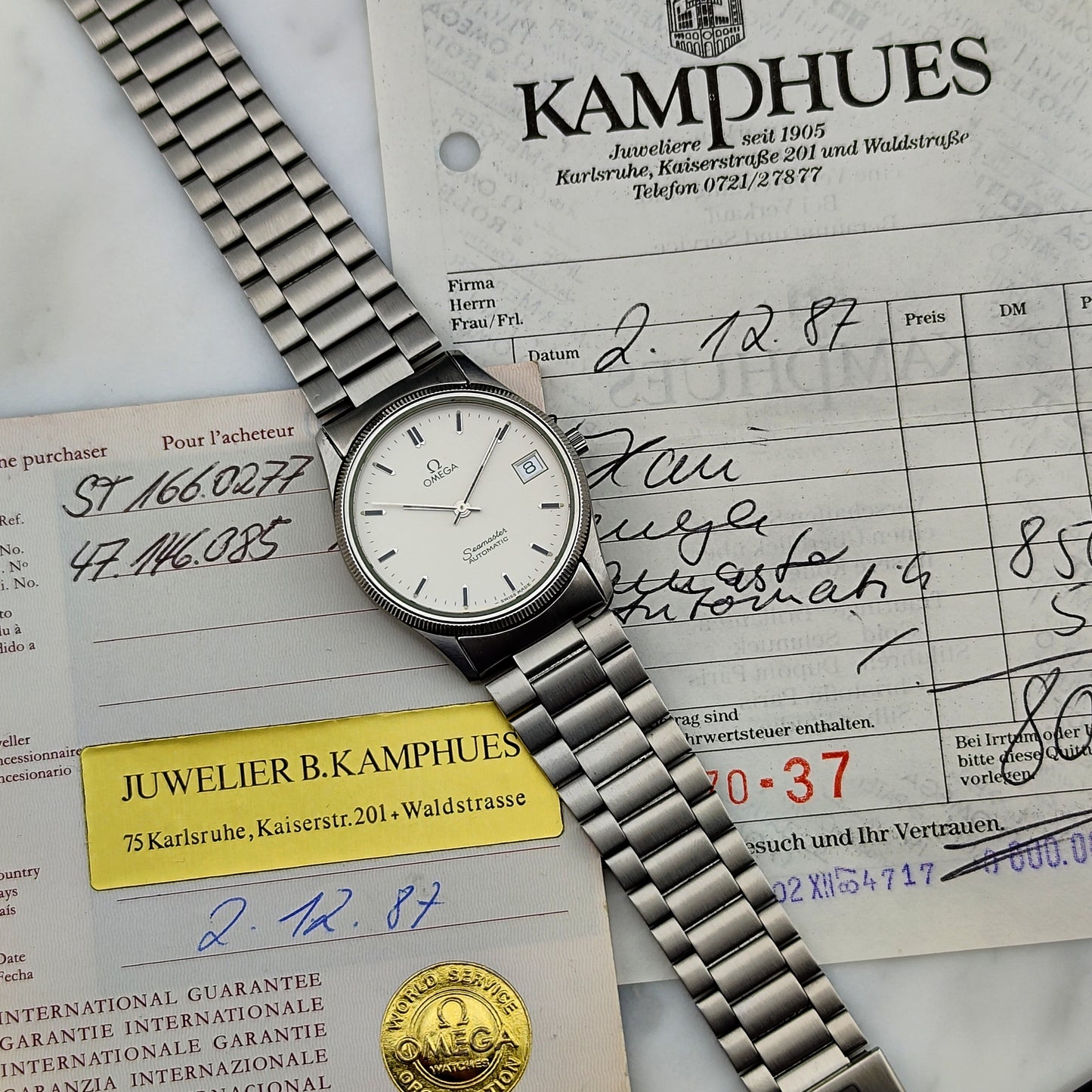 OMEGA Seamaster Automatic White Dial Fullset Box and Papers 1982 [REF. 166.0277]