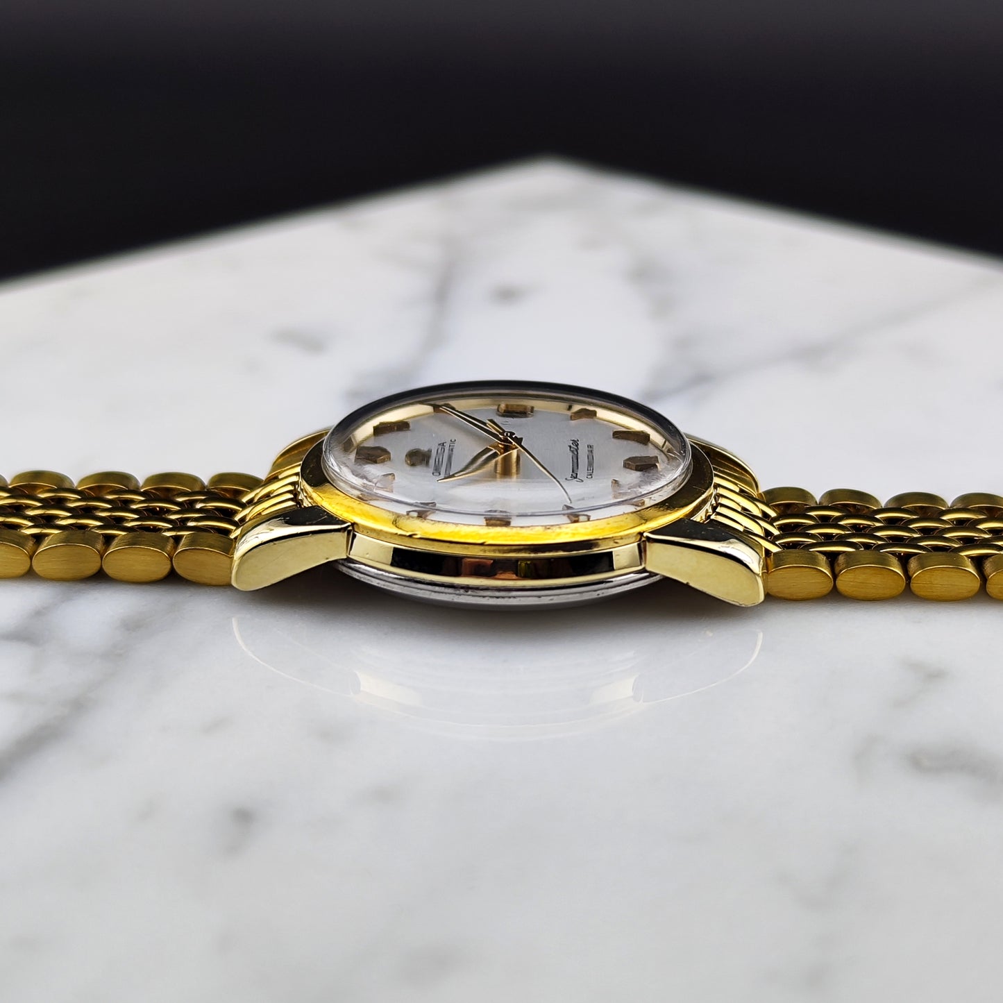 OMEGA Seamaster Calendar Gold White Dial Super Rare Signed Crystal [REF. 2849]