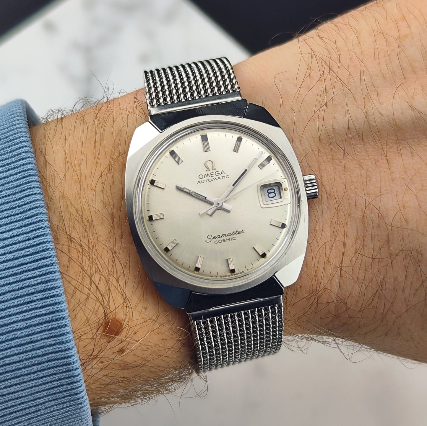 OMEGA Seamaster Cosmic Date with Steel Bracelet Rare [REF. 166.022]