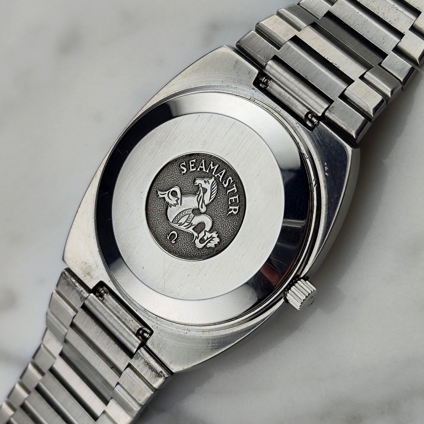 OMEGA Seamaster Date Steel Bracelet Serviced Signed Crystal [REF. 166.0206]