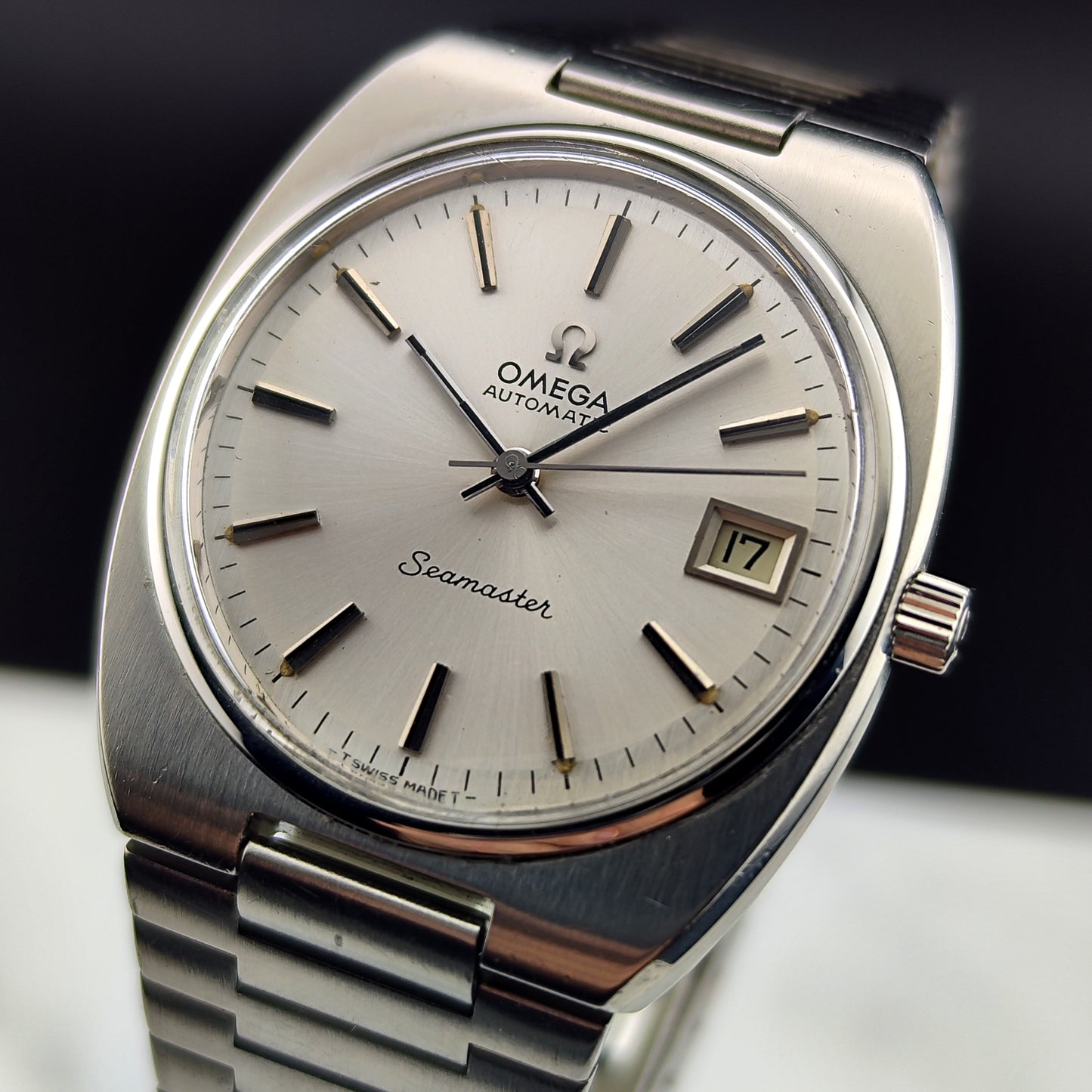 OMEGA Seamaster Date Steel Bracelet Serviced Signed Crystal [REF. 166.0206]