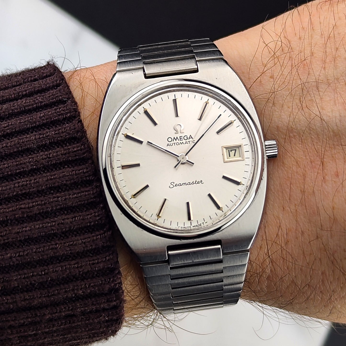 OMEGA Seamaster Date Steel Bracelet Serviced Signed Crystal [REF. 166.0206]