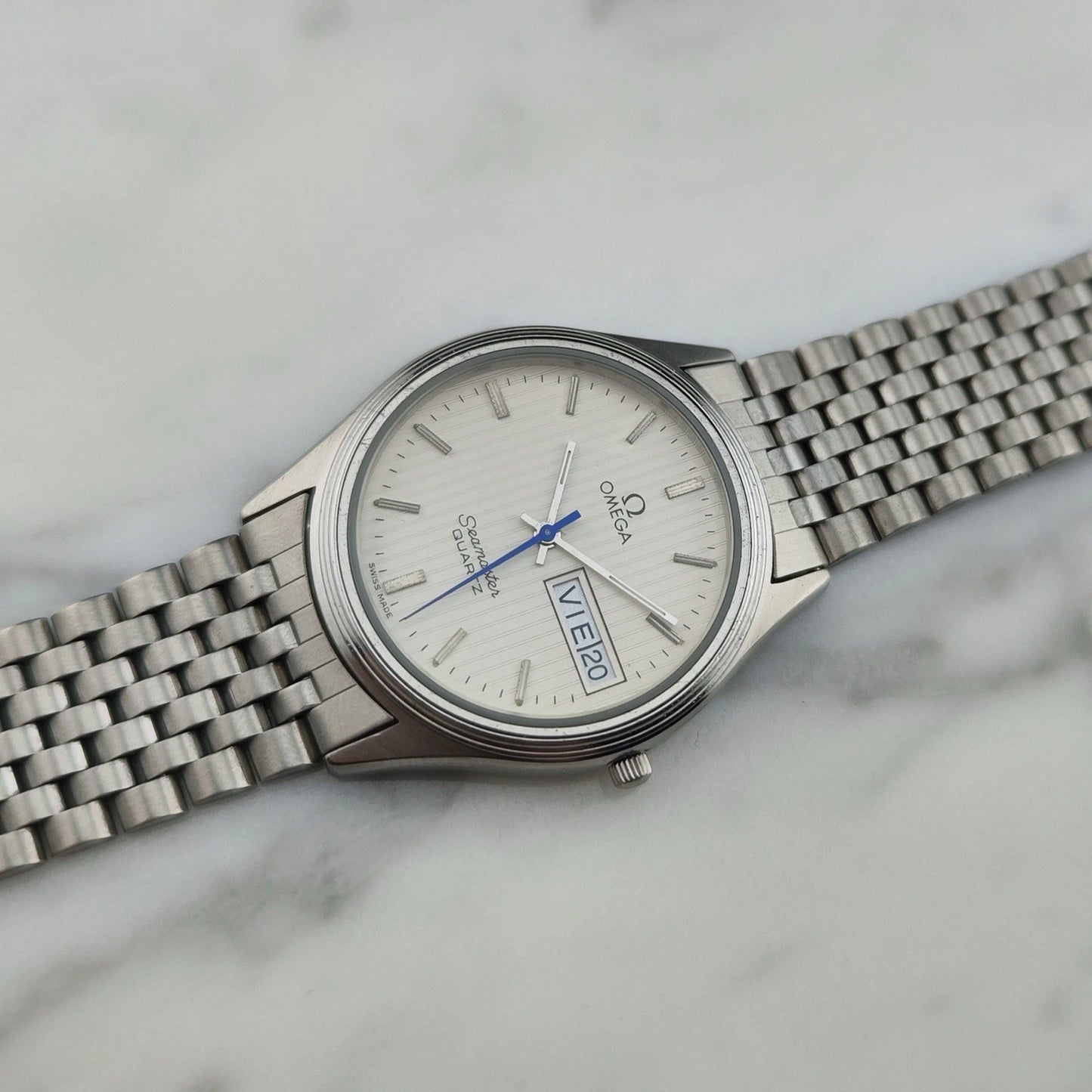 OMEGA Seamaster Day-Date Tapestry White Dial Super Rare [REF. 196.0245]