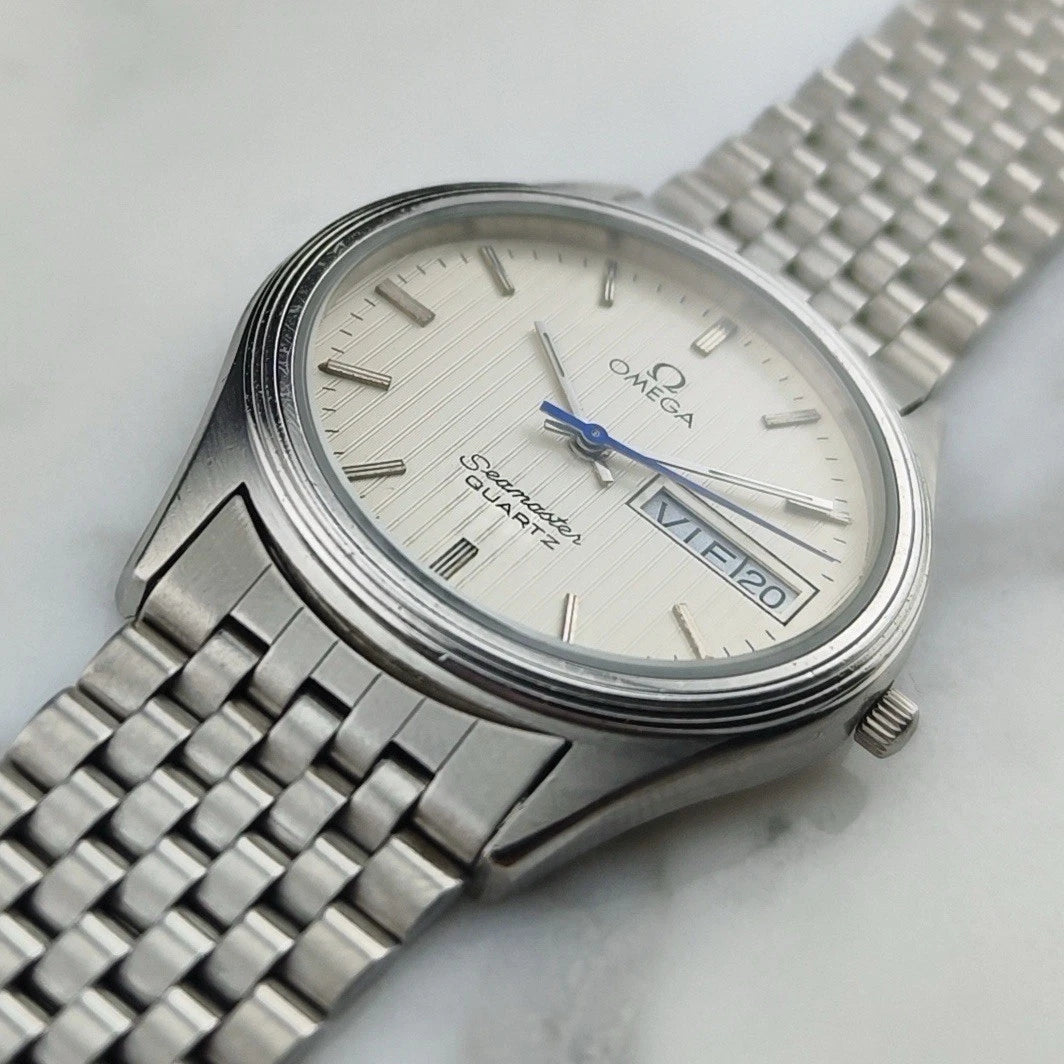 OMEGA Seamaster Day-Date Tapestry White Dial Super Rare [REF. 196.0245]