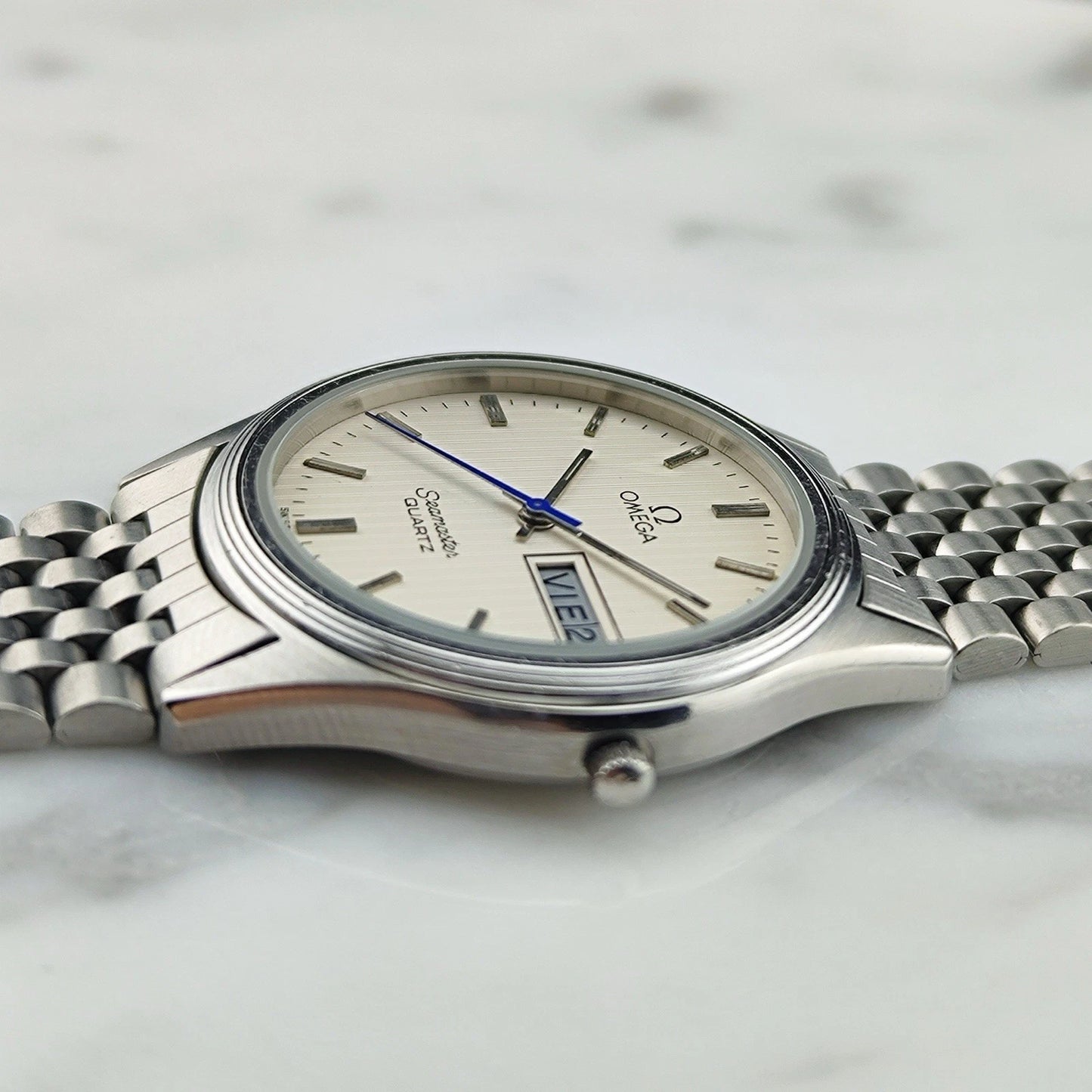 OMEGA Seamaster Day-Date Tapestry White Dial Super Rare [REF. 196.0245]