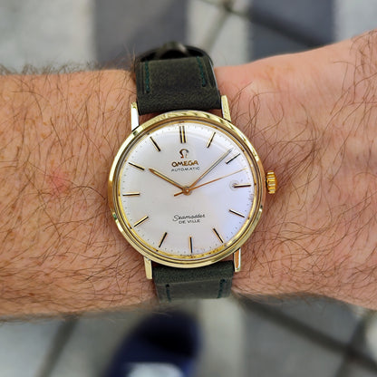 Omega Seamaster De Ville Automatic Gold White Dial 1960 Serviced 10/2026 – am Handgelenk mit Lederband
