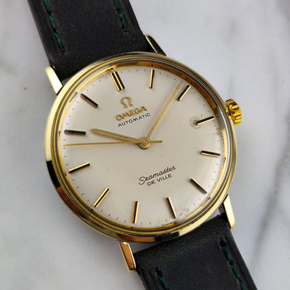 Omega Seamaster De Ville Automatic Gold White Dial 1960 Serviced 10/2026 – Vorderansicht mit Zifferblatt