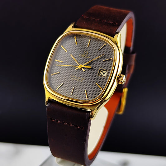 OMEGA Seamaster Gold Black Tapestry Dial 1978 Super Rare [REF. 196.0191]