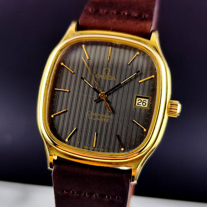 OMEGA Seamaster Gold Black Tapestry Dial 1978 Super Rare [REF. 196.0191]