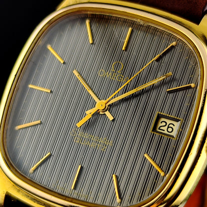 OMEGA Seamaster Gold Black Tapestry Dial 1978 Super Rare [REF. 196.0191]