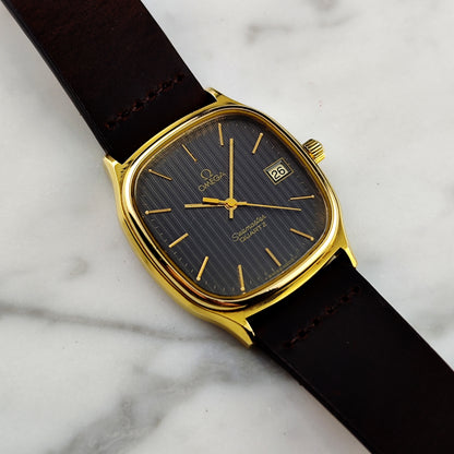 OMEGA Seamaster Gold Black Tapestry Dial 1978 Super Rare [REF. 196.0191]