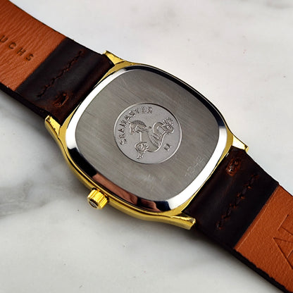 OMEGA Seamaster Gold Black Tapestry Dial 1978 Super Rare [REF. 196.0191]