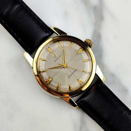 OMEGA Seamaster Gold Rare White Crosshair Dial 1956 [REF. 2759]
