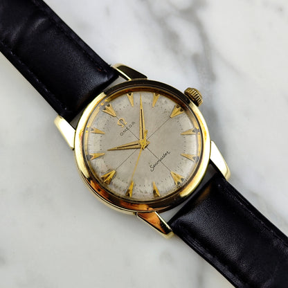 OMEGA Seamaster Gold Rare White Crosshair Dial 1956 [REF. 2759]