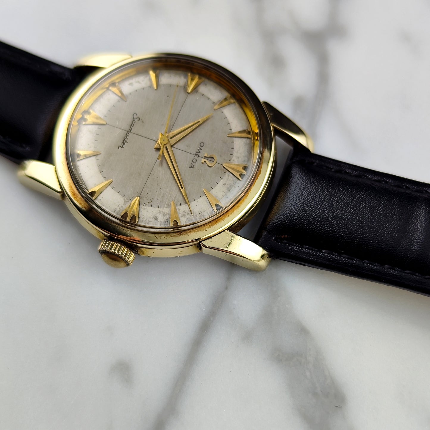 OMEGA Seamaster Gold Rare White Crosshair Dial 1956 [REF. 2759]