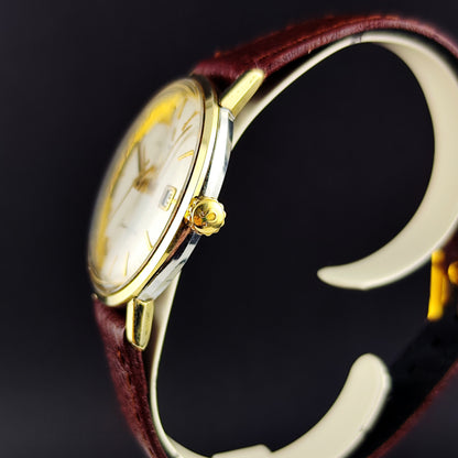 OMEGA Seamaster Gold White Rare Linen Dial Date 1960 [REF. 14740]