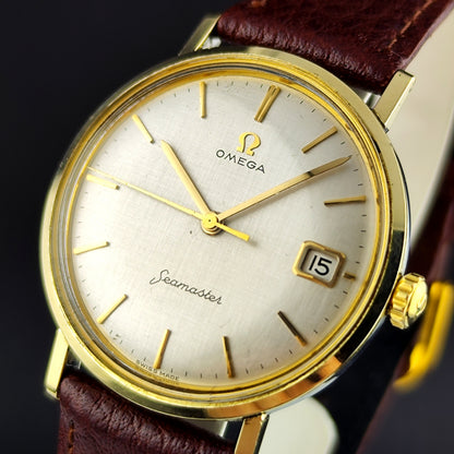 OMEGA Seamaster Gold White Rare Linen Dial Date 1960 [REF. 14740]