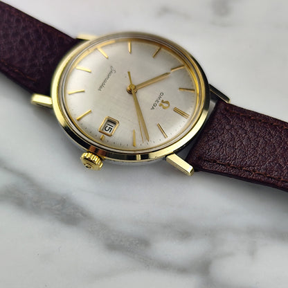 OMEGA Seamaster Gold White Rare Linen Dial Date 1960 [REF. 14740]