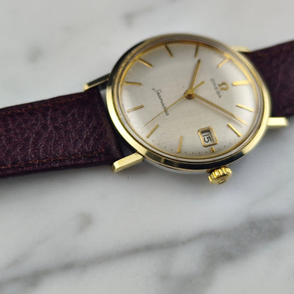 OMEGA Seamaster Gold White Rare Linen Dial Date 1960 [REF. 14740]