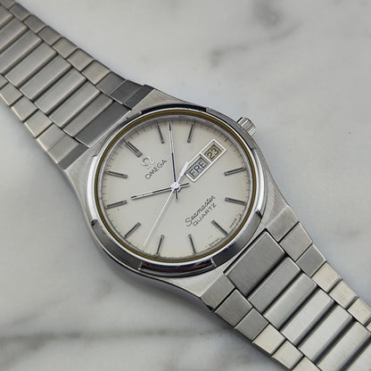 OMEGA Seamaster Quartz Day-Date Steel Bracelet White Dial Rare [REF. 196.0131]