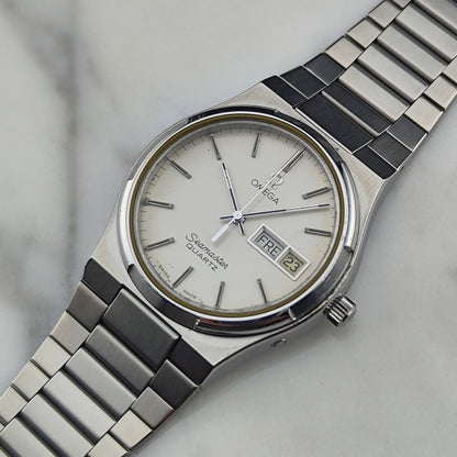OMEGA Seamaster Quartz Day-Date Steel Bracelet White Dial Rare [REF. 196.0131]