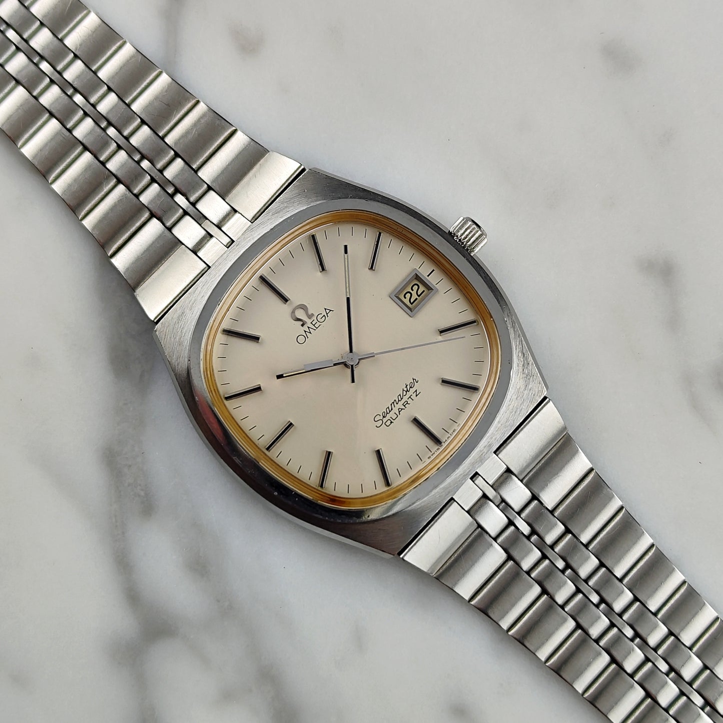 Omega Seamaster Quartz Beige Dial Steel Rare 1979 [REF. 196.0156]