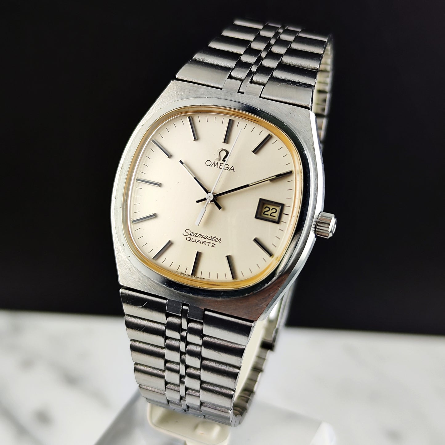 Omega Seamaster Quartz Beige Dial Steel Rare 1979 [REF. 196.0156]