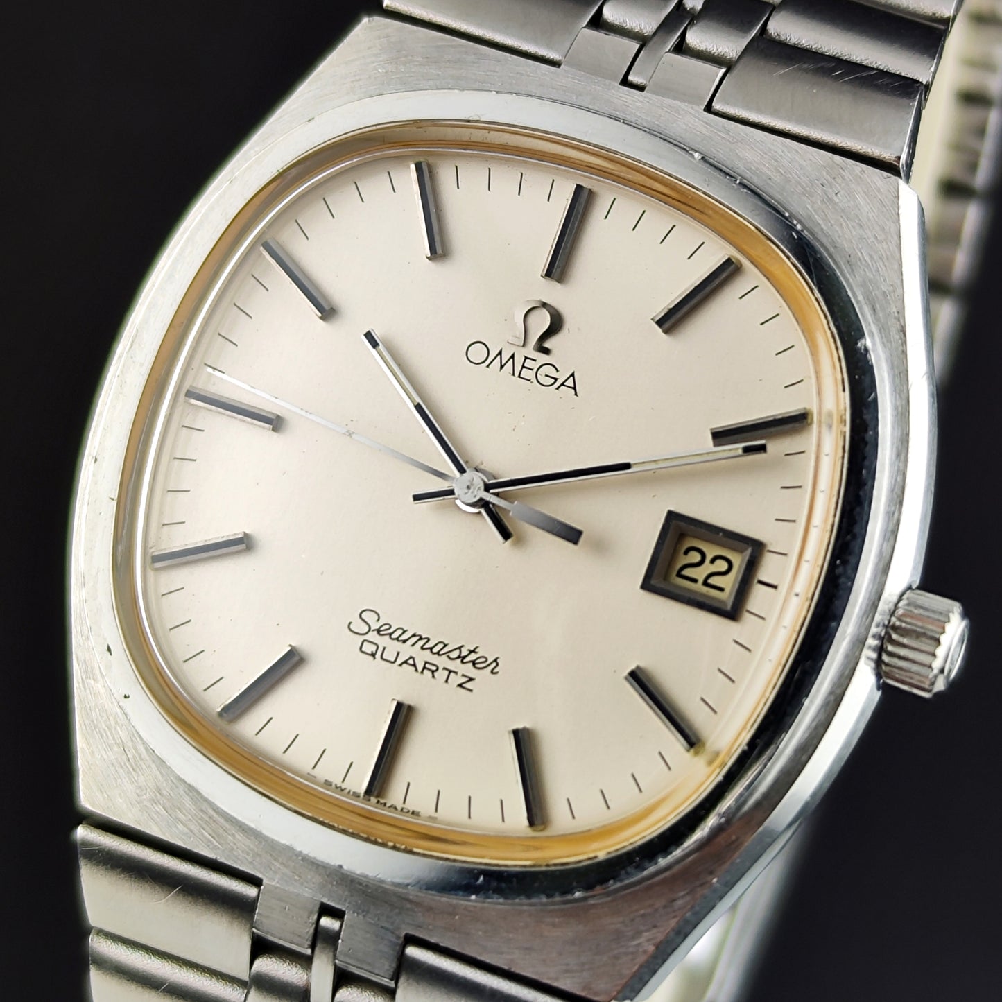 Omega Seamaster Quartz Beige Dial Steel Rare 1979 [REF. 196.0156]
