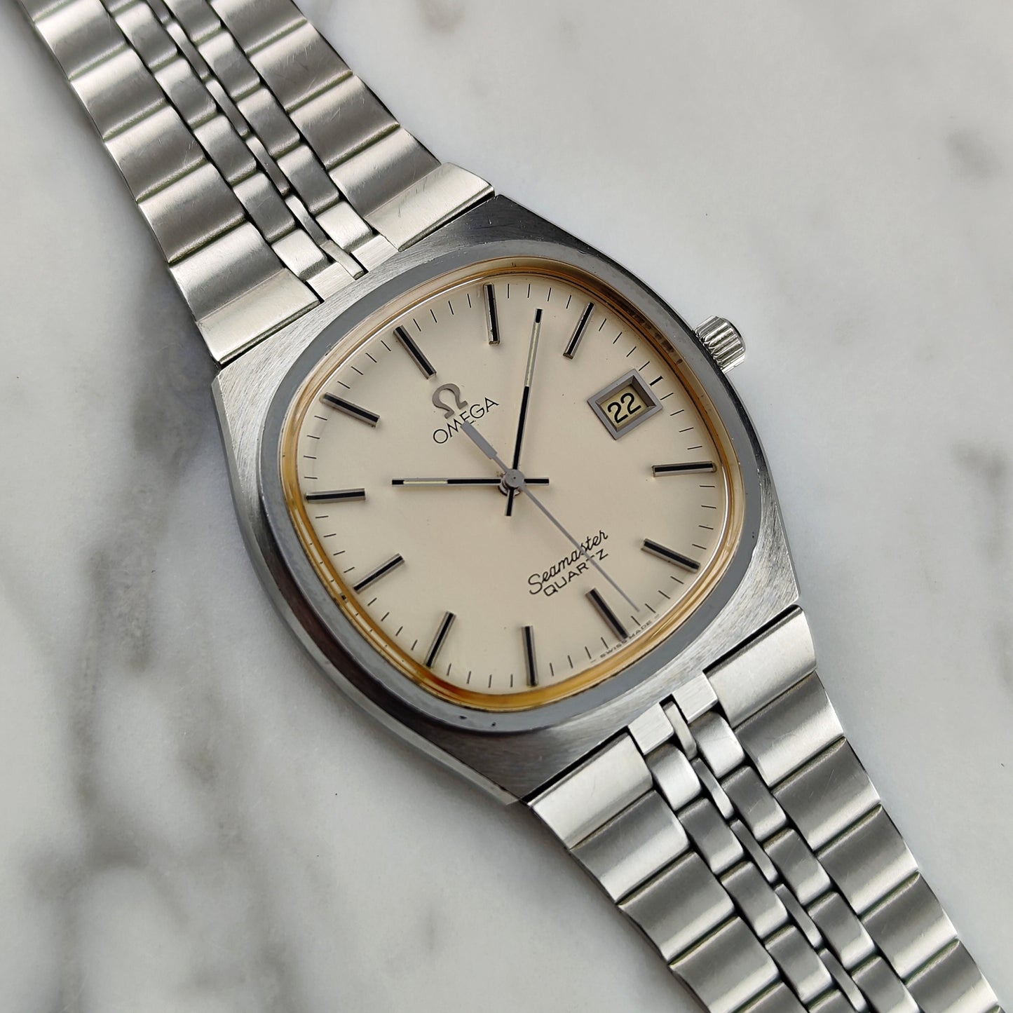 Omega Seamaster Quartz Beige Dial Steel Rare 1979 [REF. 196.0156]