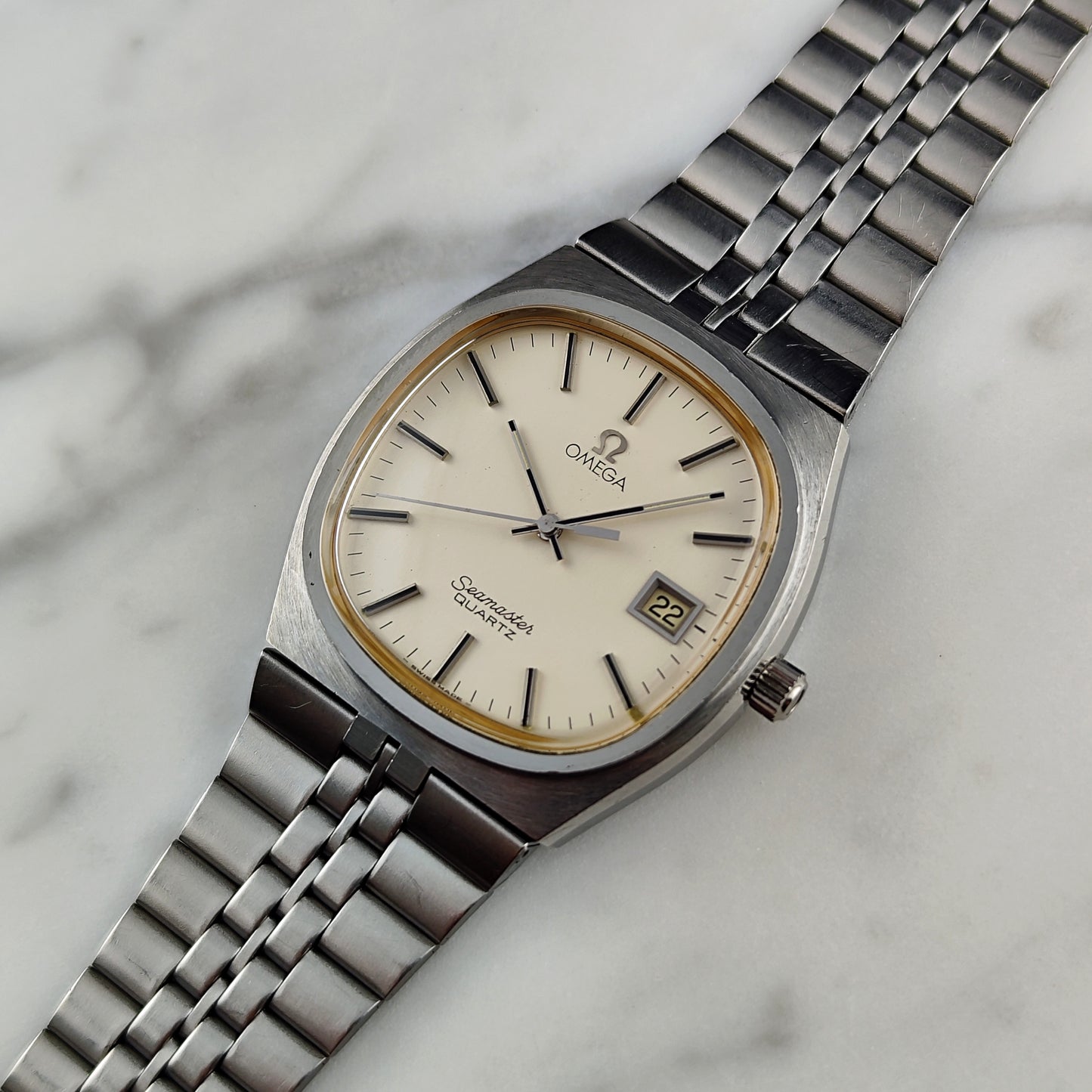 Omega Seamaster Quartz Beige Dial Steel Rare 1979 [REF. 196.0156]