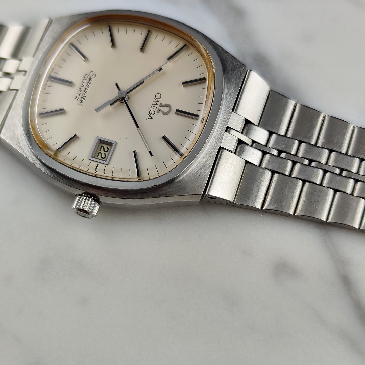 Omega Seamaster Quartz Beige Dial Steel Rare 1979 [REF. 196.0156]
